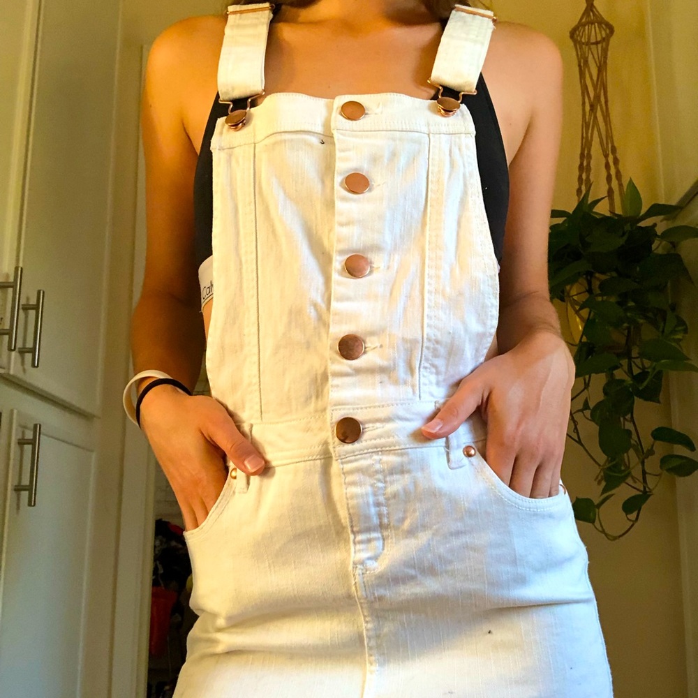 White Overalls mini dress